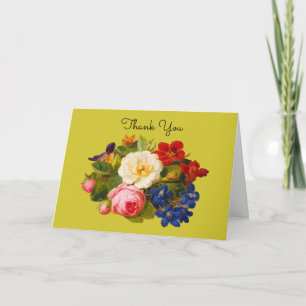 Carte De Remerciements Bouquet victorien avec roses et papillon
