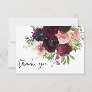 Carte De Remerciements Bourgogne et floral roux