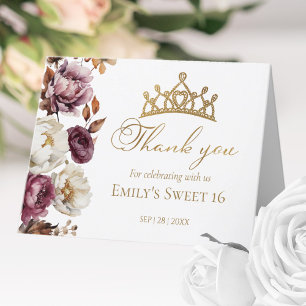 Carte De Remerciements Bourgogne Floral Autumn Arch Sweet 16