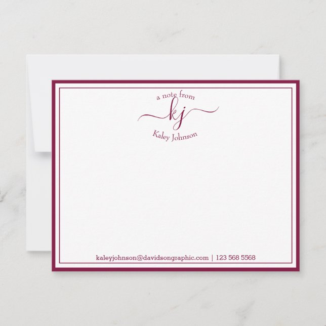 Carte De Remerciements Bourgogne Personnalisée À Partir Du Bureau De La C (Devant)