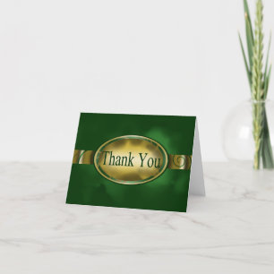 Carte De Remerciements Bouton vert et or floral