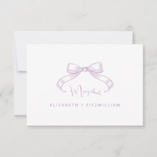 Carte De Remerciements Bow à croquis romantique Mariage Lilac