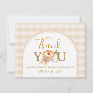 Carte De Remerciements Bow A Little Cutie Pie Pastel En vichy Baby shower