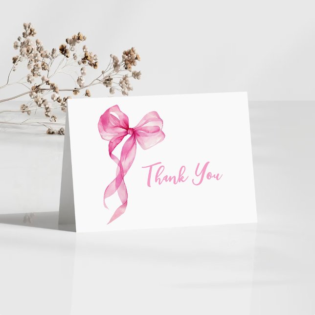 Carte De Remerciements Bow Girls roses 1er anniversaire (Créateur téléchargé)