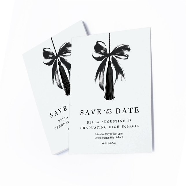 Carte De Remerciements Bow Graduation Save the Date Insert Card (Créateur téléchargé)