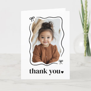 Carte De Remerciements Bow Wavy Border Photo Anniversaire