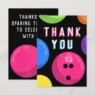 Carte De Remerciements Bowling Anniversaire Soirée Cosmique Bowling Neon
