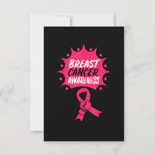 Carte De Remerciements Boxe de sensibilisation au cancer du sein Glove ro (Devant)