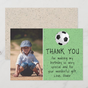 Carte De Remerciements Boy Photo Soccer Ball Anniversaire de l'enfant