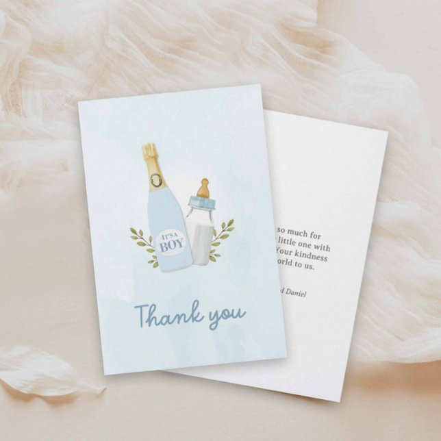 Carte De Remerciements Boy Poppin Bottles Baby Shower Thank you Card (Blue Poppin' Bottles Boy Baby Shower Thank you card)
