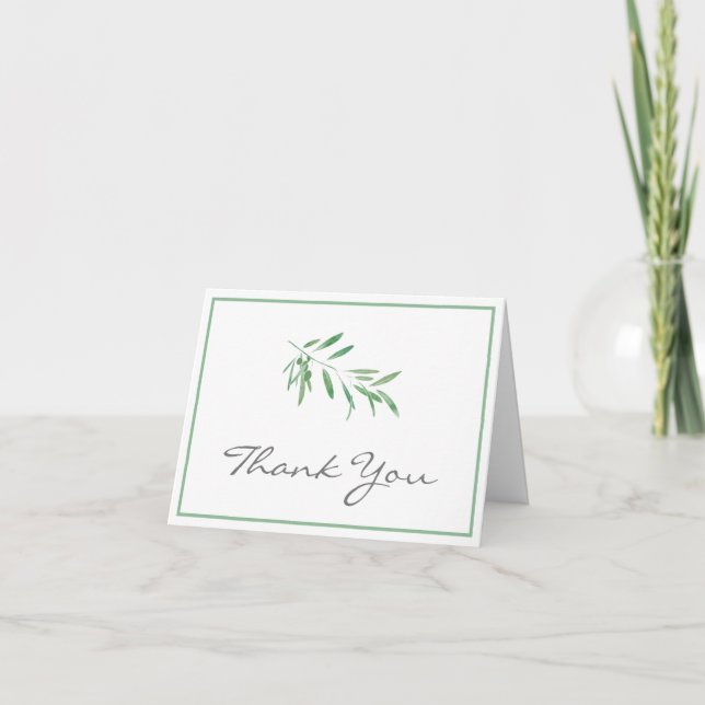Carte De Remerciements Branche d'olive aquarelle (Devant)