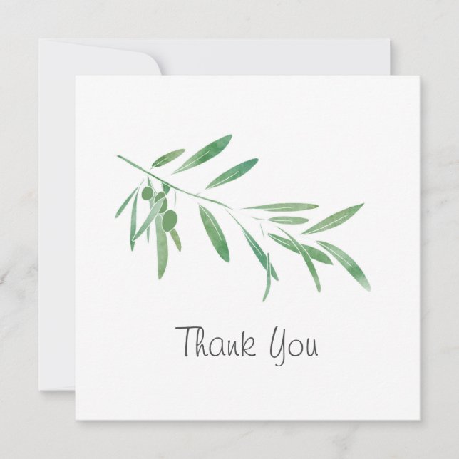 Carte De Remerciements Branche d'olive aquarelle (Devant)