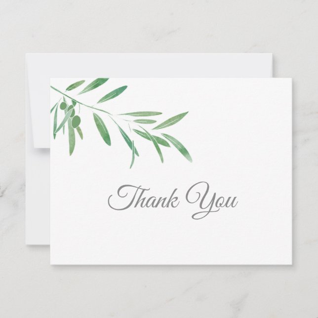 Carte De Remerciements Branche d'olive aquarelle (Devant)