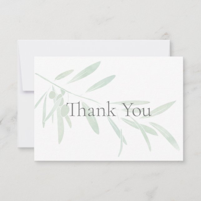 Carte De Remerciements Branche d'olive aquarelle (Devant)