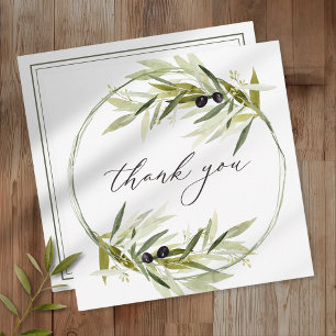 Carte De Remerciements Branche d'olivier aquarelle mariage élégant minima