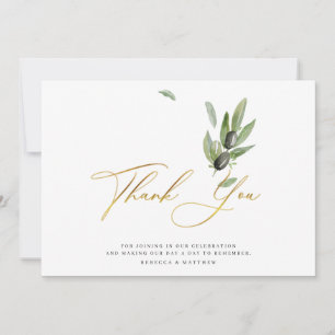 Carte De Remerciements Branche d'olivier botanique Calligraphie Mariage P