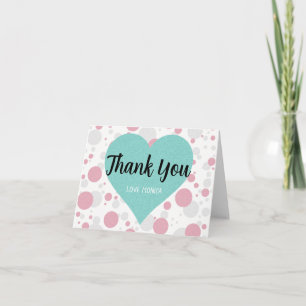 Carte De Remerciements BRIDE & Bridesmaid Turquoise bleu et rose Poka Dot