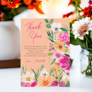 Carte De Remerciements Bright bold fleurs sauvages script douche de marié