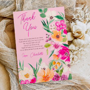 Carte De Remerciements Bright bold fleurs sauvages script douche de marié