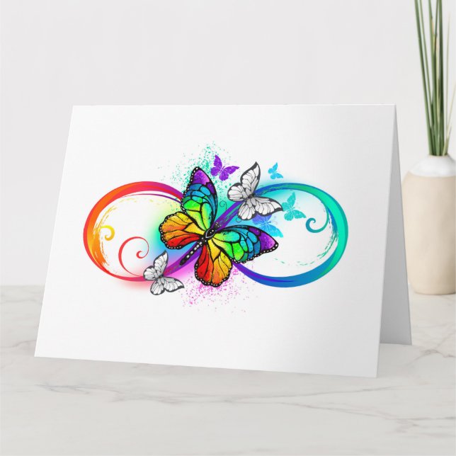 Carte De Remerciements Bright infinity with rainbow butterfly (Devant)