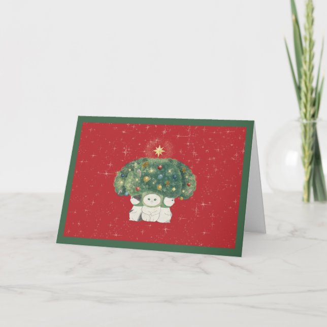 Carte De Remerciements 【Broccoli Cats Christmas Card】 -Red- (Devant)