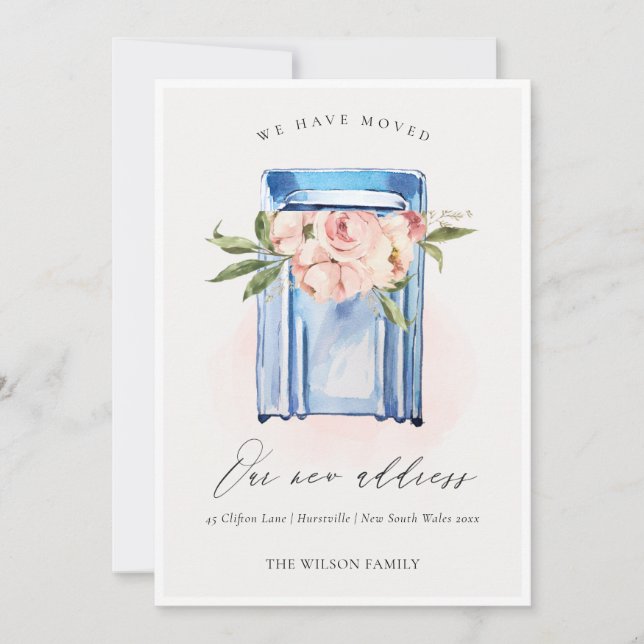 Carte De Remerciements Brocher Blue Floral boîte aux lettres Nous avons l (Devant)