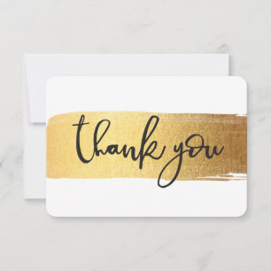 Carte De Remerciements Brosse d'or marquée avec des lettres par main chic