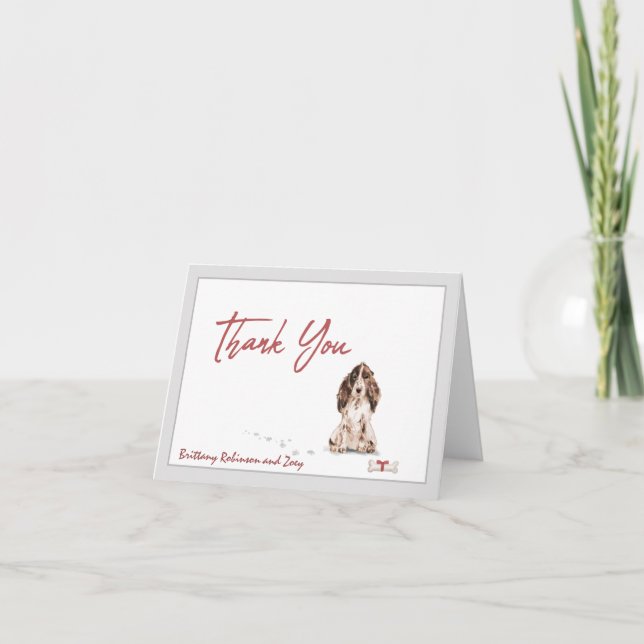 Carte De Remerciements  Brown Cocker Spaniel Pet Dog Personnaliser l'os  (Devant)