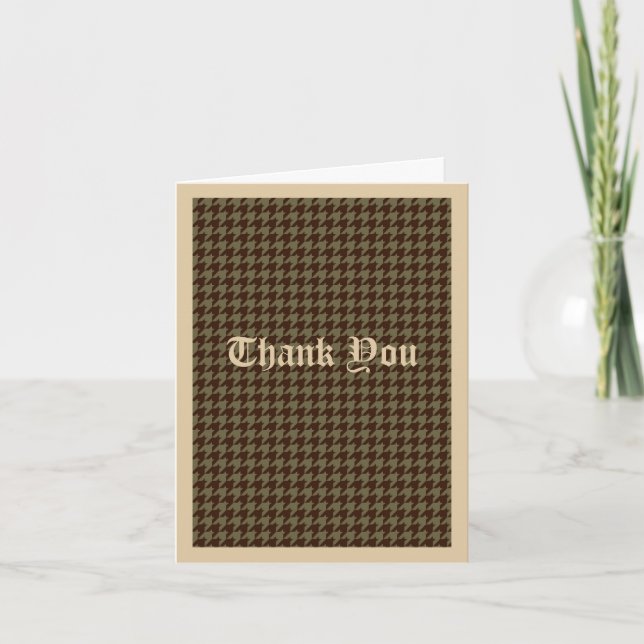 Carte De Remerciements Brown Houndstooth Joli Motif de messieurs (Devant)