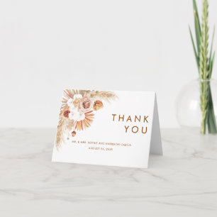 Carte De Remerciements Brûlé Orange Boho Pampas Grass Terracotta