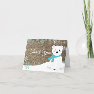 Carte De Remerciements Brûlure Turquoise de l'ours polaire d'hiver