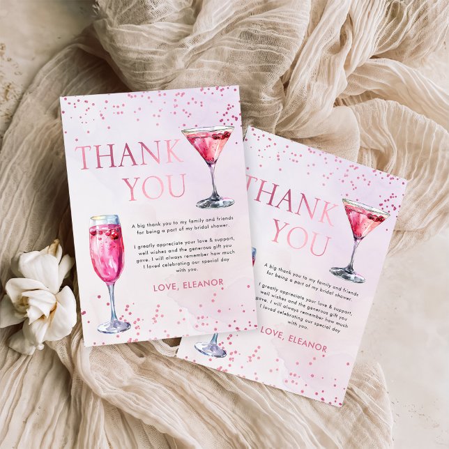 Carte De Remerciements Brunch au champagne et Fête des mariées à bulles (Créateur téléchargé)