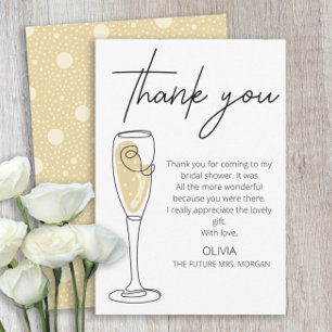 Carte De Remerciements Brunch et Fête des mariées champagne Bubbly