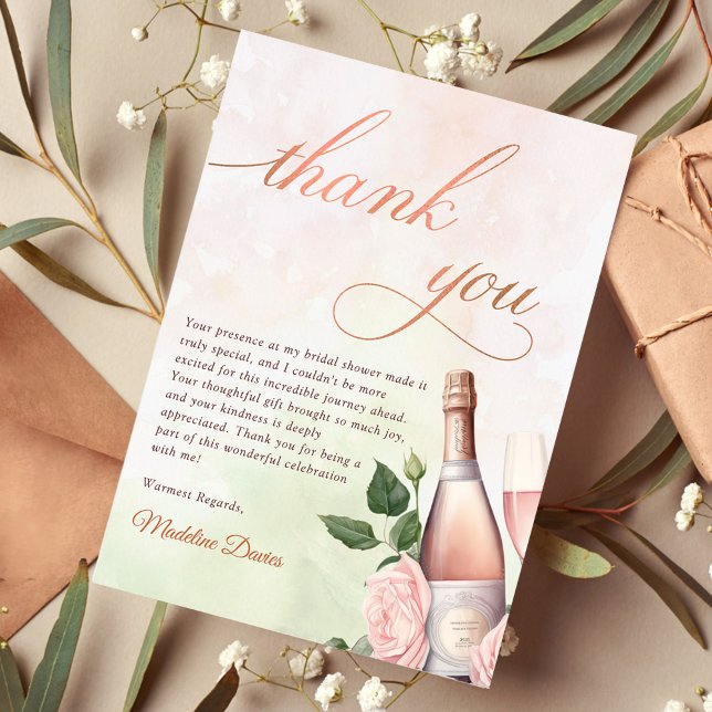 Carte De Remerciements Brunch et Fête des mariées champagne Bubbly (Créateur téléchargé)
