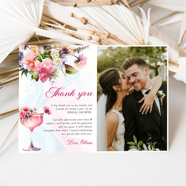 Carte De Remerciements Brunch Floral Et Fête des mariées Bubbly (Créateur téléchargé)