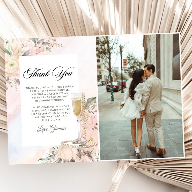 Carte De Remerciements Brunch Floral Et Fête des mariées Bubbly (Créateur téléchargé)