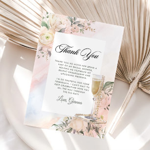 Carte De Remerciements Brunch Floral Et Fête des mariées Bubbly