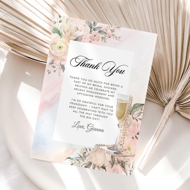 Carte De Remerciements Brunch Floral Et Fête des mariées Bubbly (Créateur téléchargé)