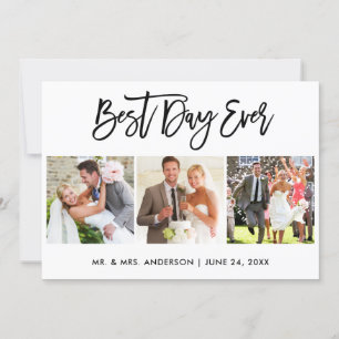 Carte De Remerciements Brush Script Best Day Ever 3 Mariage photo