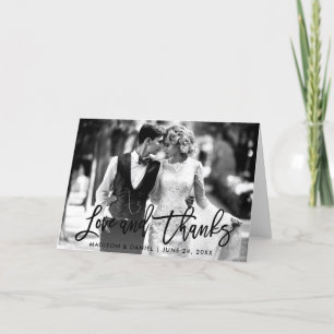 Carte De Remerciements Brush Script Love Thanks Black and White Fold