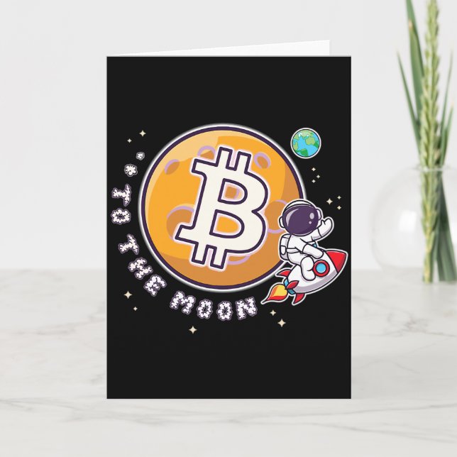 Carte De Remerciements BTC à la lune - Bit Me QR Code Nous acceptons Btc (Devant)