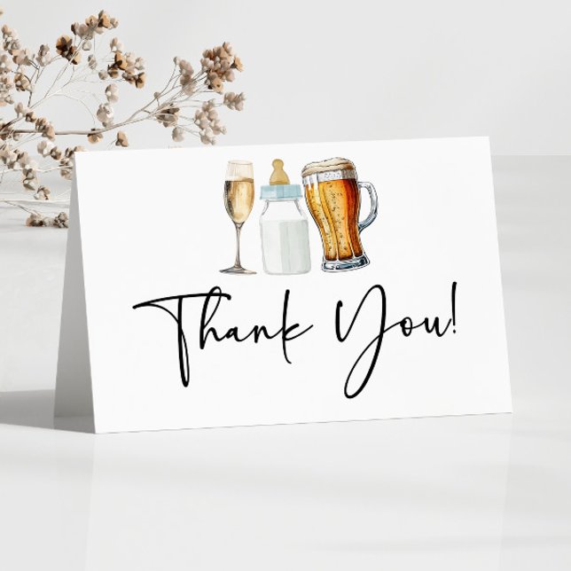 Carte De Remerciements Bubbles Brews et Diapers aussi! Baby shower (Créateur téléchargé)