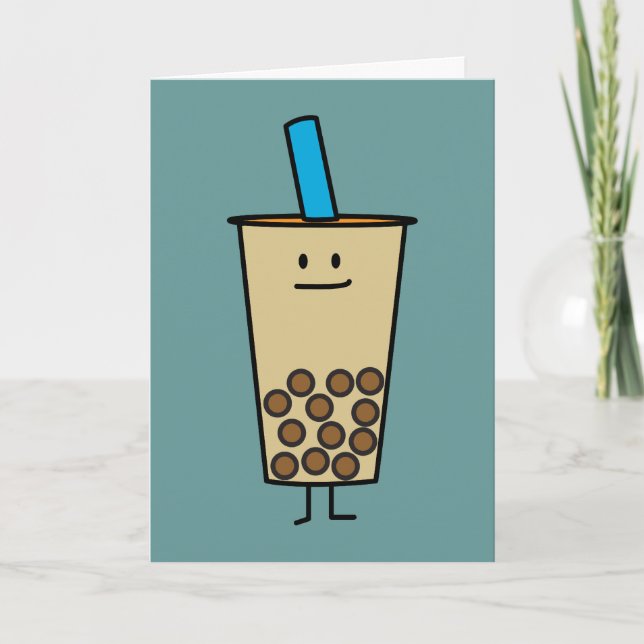 Carte De Remerciements Buble Boba Pearl Milk Tea Tapioca boules (Devant)