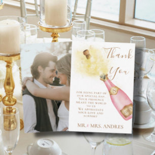 Carte De Remerciements Bubly Champagne charmant Couples Fiançailles Photo