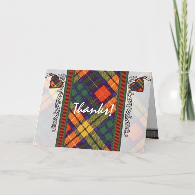 Carte De Remerciements Buchanan Famille clan Plaid Scottish kilt tartan (Devant)