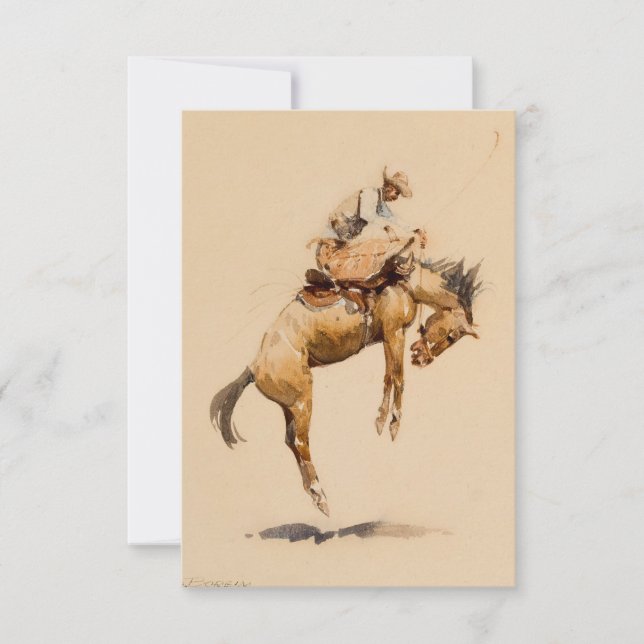 Carte De Remerciements Bucking Bronco par Edward Borein (Devant)