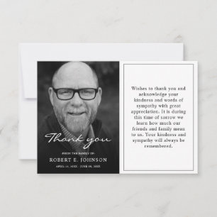Carte De Remerciements Budget abordable Simple Sympathy Funeral Photo