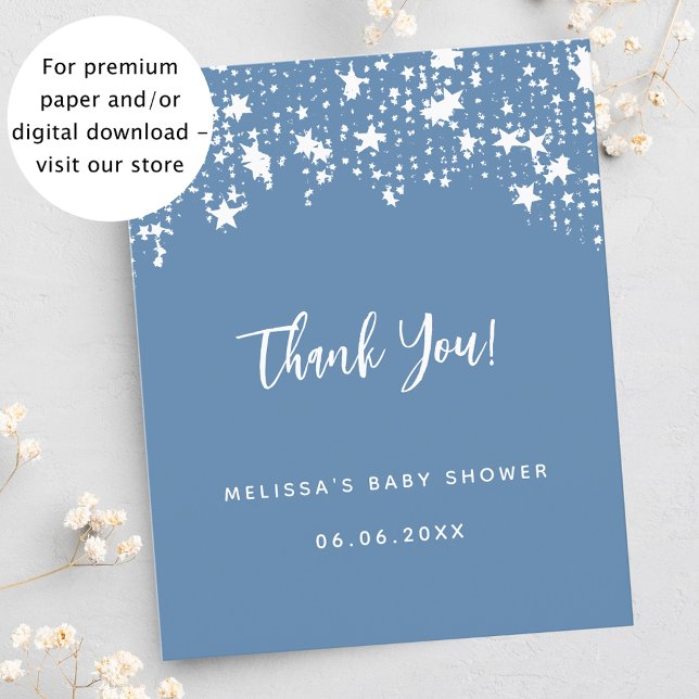 carte de remerciements budget baby shower bleu éto (Créateur téléchargé)