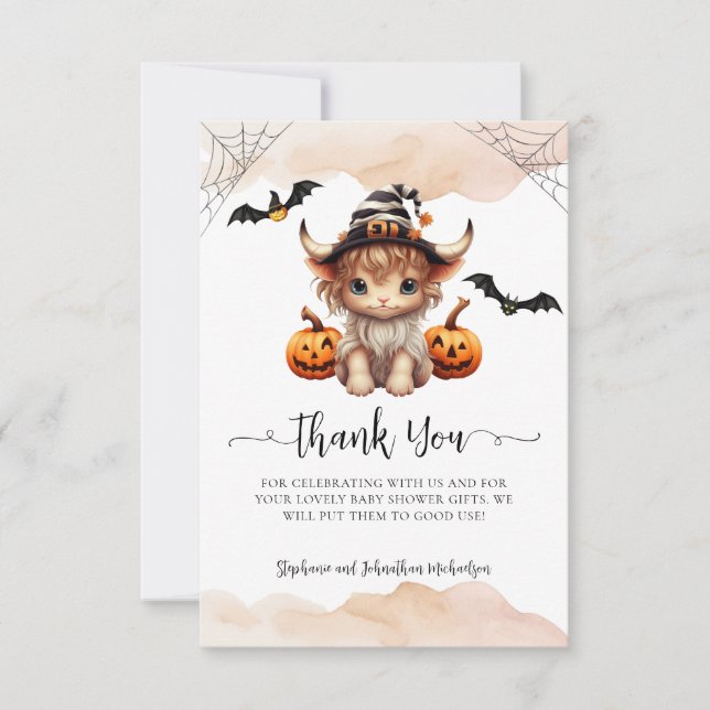 Carte De Remerciements Budget Halloween Citrouille Vache Petit Boo Baby (Devant)