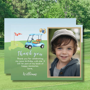 Carte De Remerciements BUDGET Photo Garçon Golf Anniversaire Toute Année